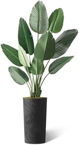 Artificial Tree in Geometric Spiral Pattern Planter, Fake Bird of Paradise Silk Tree for Indoor and Outdoor Home Decoration - 67" Overall Tall (Plant Pot Plus Tree) - Image 2