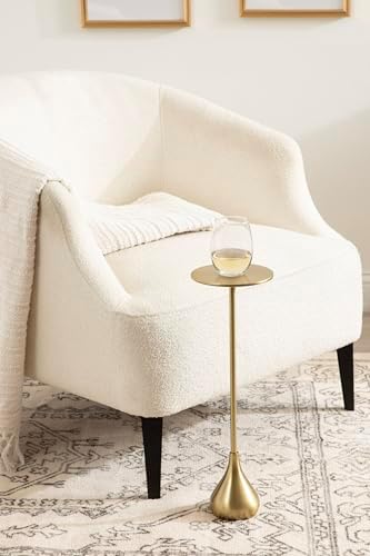 Kate and Laurel Hersi Decorative Modern Pedestal Drink Table; 7 x 7 x 20; Gold; Cast Aluminum Mini Table with Teardrop Base for Use as Small Plant Stand or Living Room Martini Table - Image 2