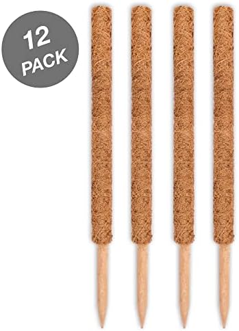 Envelor Coco Moss Poles Plant Support Stakes Coco Plant Stake Pothos Coir Totem Pole Monstera Moss Pole Climbing Plant Support Potted Plant Upward Growth Vine Stackable Coco Sticks, 24 inches, 12 Pack - Image 2