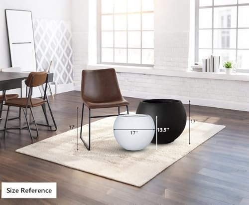 17 H x 21" Dia (15" Pot Opening) Black Round Fiberstone Tall Planter with Drainage Hole, Indoor/Outdoor Large Plant Pots, Modern Porch Planters, Indoor Tree Pots - Image 3