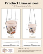 Stoneware Hanging Planters Set of 2,Large 7" + Small 5" - Image 2