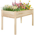 4 FT Outdoor Wooden Raised Garden Bed, Elevated Large Planter Box with Legs for Vegetable/Flower, Standing Growing Bed for Gardening/Backyard/Patio/Balcony, Natural by Unknown