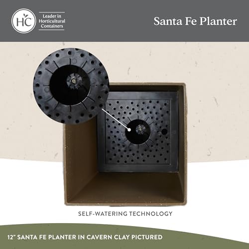 The HC Companies Santa Fe Square Self-Watering Pot - Lightweight Plastic Planter for Herbs & More - Durable Plant Pots for Indoor Plants & Outdoor Plants (16" Black Sand, Pack 2) - Image 3