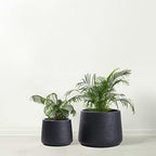 Olly & Rose Copenhagen Matt Black Ceramic Plant Pot Set of 2-9" and 6" Ceramic Cement Planters for Indoor & Outdoors Textured Effect - Large & Medium Plant Pots - Image 3