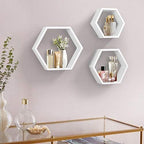 ROSE BLOOM Set of 3 White Wood Hexagon Shelves for Wall Decor - Farmhouse Honeycomb Shelves for Living Room Decor, Kitchen Storage, Mounted Storage - Durable, Stylish & Versatile - Image 6