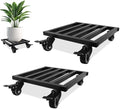 Plant Caddy with Wheels 10'' 2 Pack Metal Rolling Plant Stand Plant Dolly with Lockable Casters Aluminium Heavy Duty Pot Mover Rollers Indoor Outdoor Planter Trolley Holds up 440 Lbs Planter Black by Fsehyue