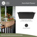 The HC Companies Deck Rail Deck Rail Planter Box, 24 Inch, Black, 1-Pack - Image 2