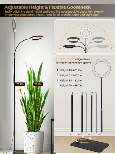24W Grow Lights for Indoor Plants, Full Spectrum LED Plant Light With Stand - Image 5