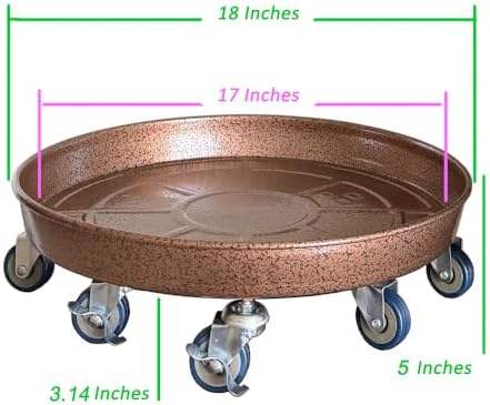 SIAMO 18" Heavy Duty Plant Caddy (470lbs Capacity)-Lockable Non-Scratch Swivel Casters Rolling Plant Stand Dolly Saucer for Large Ceramic Planters Concrete Pots& Heavy Trees Copper,1-Pack - Image 3
