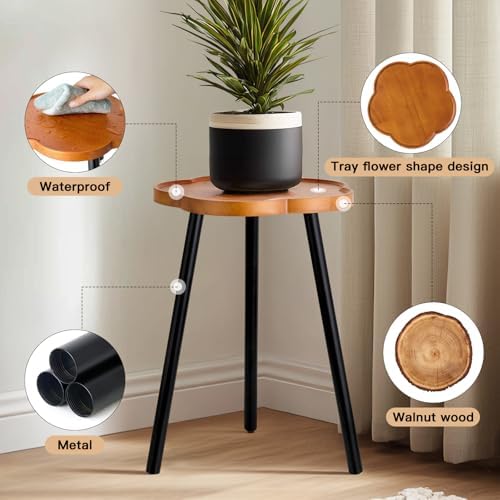 KINNARY Plant Stand Indoor, Wood Plant Table Plant Holder with Raised Design,Heavy Duty Metal Flower Pot Stand, Mid Century Modern Home Decor Small Side End Table（Clr.2-Flower 20" H） - Image 5