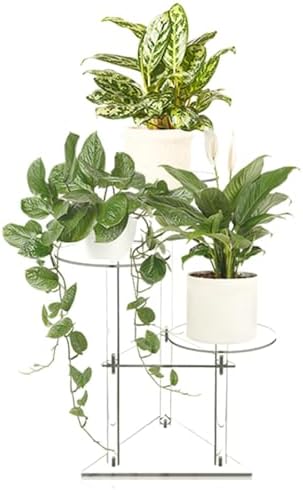 Jusalpha Clear Acrylic Corner Plant Stand, 3-Tier, Indoor Display Shelf for Plants and Flowers, 11 Pounds Load Capacity by Jusalpha