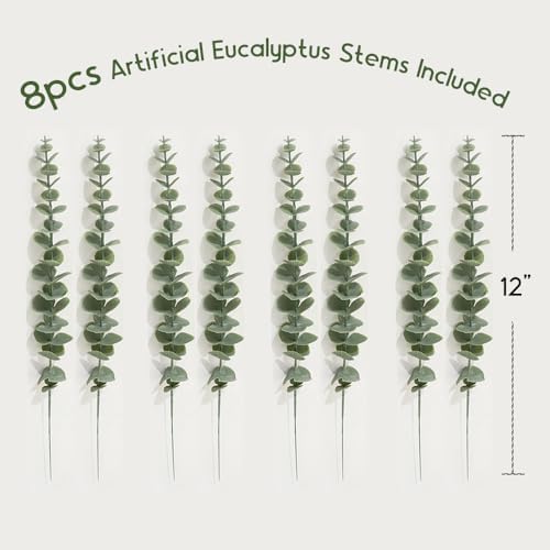 4 Pack Wood Wall Planters with 8 Faux Eucalyptus Stems for Wall Decor - Image 6