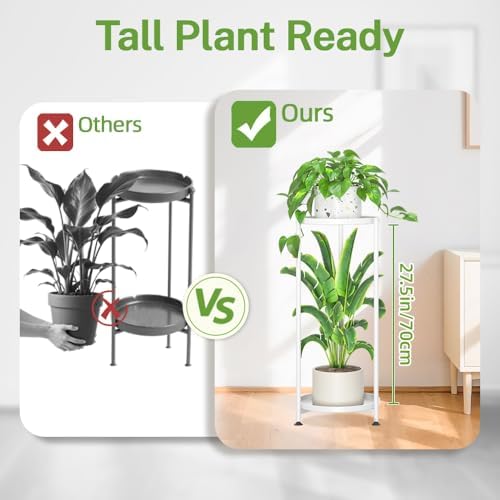 iDavosic.ly 2 Tier Metal Corner Plant Stand Indoor Outdoor, 29'' Tall White - Image 2
