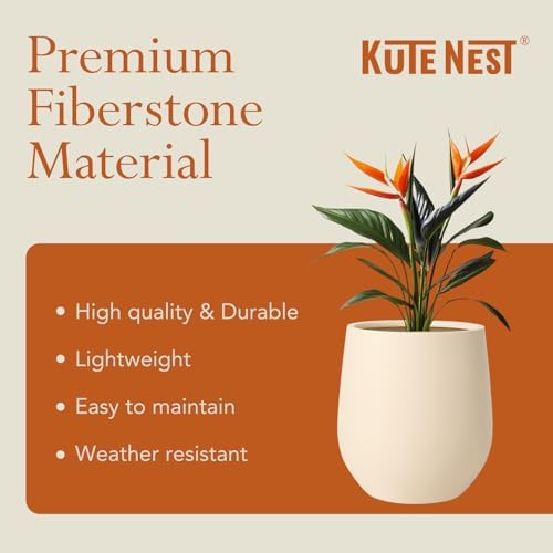 KUTE NEST 15" Premium Corso Fiberstone Outdoor Planter - Kilim Beige - Image 6
