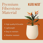 KUTE NEST 19" Premium Large Corso Fiberstone Outdoor Planter - Kilim Beige - Image 6