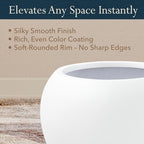 KUTE NEST 16" Dia - Premium Globo Fiberstone Outdoor Planter - White - Image 6