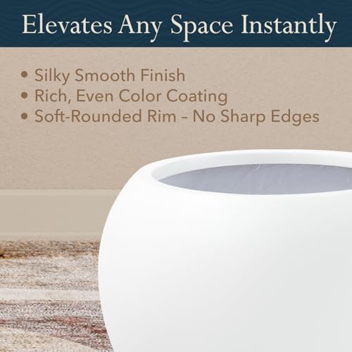KUTE NEST 16" Dia - Premium Globo Fiberstone Outdoor Planter - White - Image 6