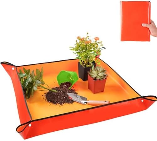 1 Pcs Planting Mat Gardening Potting Pad Foldable Waterproof Garden Plant Flower Pot Transplanting Mats for Indoor Plant Repotting(100x100cm-Green) - Image 4