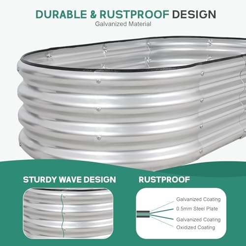 Galvanized Raised Garden Bed, 4x2x1ft, 2 Pack, Silver - Image 4