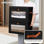 Homsorout Collapsible Storage Bins - Large Stackable Organizer Bins, Decorative Boxes with Handles & Window, Fabric Containers for Living Room, Closet, Dorm, 2 Pack, Black - Image 4