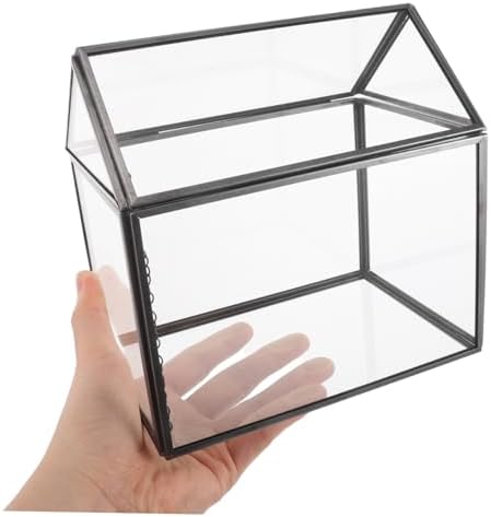 House Shape Geometric Glass Terrarium Stylish Succulent Display Case with Swing Lid Indoor Greenhouse for Home Decor Office and Housewarming - Image 4