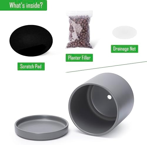 D'vine Dev 3-Pack Ceramic Pots with Saucers, 4/6/8 in, Grey, 94-T-M-3 - Image 4