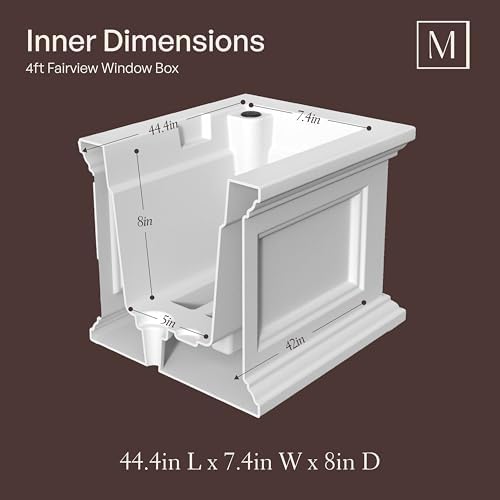 Mayne Fairview 48in Self-Watering Rectangular Window Box Planter, White - Image 5