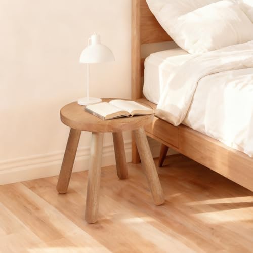 11.8" H Round Solid Wooden Stool Wood Plant Stand Woden Decorative Stool Garden Stool Portable Stand for Kitchen Bathroom Living Room Bedroom - Image 6