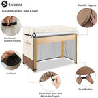 Outdoor Raised Garden Bed Winter Cover with Split Zipper,Waterproof Heavy Duty Cover for 48 x 24 x 30 inch Elevated Wood Planter Box Stand(Beige,Covers only) - Image 3