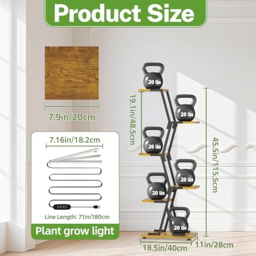iDavosic.ly 5 Tier Tall Plant Stand with Grow Light for Indoor, Black Brown - Image 3