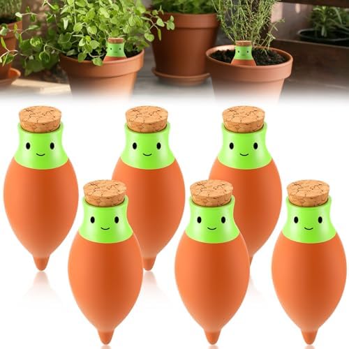LemonRoad 6 Pcs Self Watering Terracotta Globes 11.5oz Large Ollas Plant Watering Globes Planter Insert Spike Pot Clay Planter Irrigation Device for Outdoor Indoor Easy to Refill Plant Lover Gift by Unknown