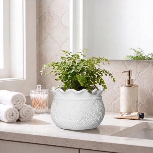 Ceramic Flower Pots, 6 Inch Plant Pot for Indoor Plants, White - Image 7