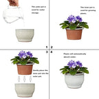 Self Watering Pot for African Violets Indoor Outdoor Plants, 6 inch, White - Image 4