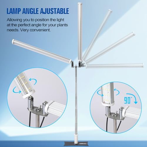 Standing LED Grow Light，Adjustable Dual Head T12 Bar Plant Light, White 6500K Full Spectrum Plant Grow Lamp on Stand for Indoor Plants Seed Starting, Seedlings, Veg, Flower - Image 4