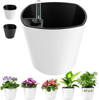 7 inch Plant Pots 6-Pack, Self Watering Flower Pots Indoor Outdoor, African Violet Pots Planters with Drainage Hole Saucer Reservoir, White by GsGardenSpecialty
