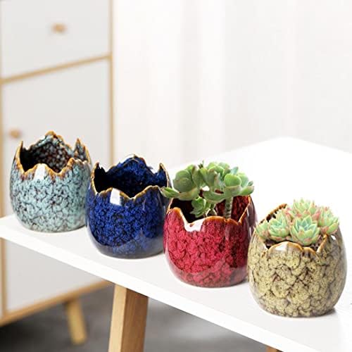YYW Succulent Pots, 4 Pack Ceramic Planters with Drainage Hole, Garden Pots - Image 3