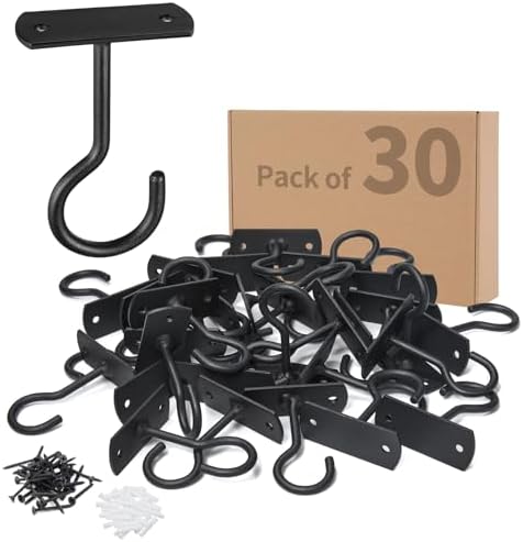 30Pack 2.5In Ceiling Hooks Bulk for Hanging Plants Black by QualityEfficiency