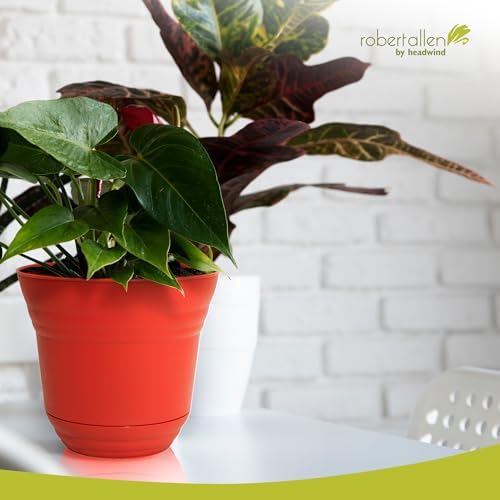 Headwind Traverse Planters – 12" 2 Pack Plastic Plant Pot in Brick Red - Indoor & Outdoor Pots for Plants with Drainage - Decorative Plant Pot, Flower Pots Outdoor for Garden by Robert Allen - Image 3