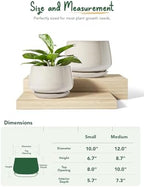 LE TAUCI Ceramic Plant Pots, 10 + 12 Inch, Set of 2, Reactive Glaze Beige - Image 3