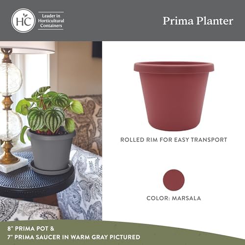 The HC Companies Prima Round Planter Pot, 16 Inch, Marsala, 2-Pack - Image 2