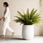 Worth Garden White Large Round Planter, 12.5" Dia x 18.5" H Lightweight Magnesium Oxide Cement Plant Pot with a Striped Textured Finish, Raised Pattern Concrete Look, Drainage Hole, Indoor & Outdoor - Image 7