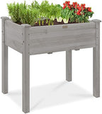 Best Choice Products 34x18x30in Raised Garden Bed, Elevated Wood Planter Box Stand for Kids, Backyard, Patio, Balcony w/Bed Liner, 150lb Capacity - Gray by BestChoiceProducts