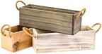 Wooden Planter Box with Handle I Rustic Whitewash I Plastic Liner l Garden Decor l Restaurant and Wedding Decorations l Table Centerpiece (12x4 w Handle Set of 4, Whitewash) - Image 6