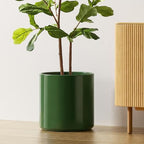 LE TAUCI 12 Inch Pot for Plants, Ceramic Indoor Planter, Bamboo Green by LETAUCI