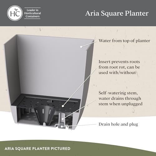 The HC Companies Aria Self Watering Square Plant Pot w/Drainage - Planters for Outdoor Plants & Indoor Plants - Lightweight & UV-Resistant Plastic Pots for Plants (16" Matte White, Pack of 1) - Image 3