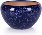 XMGZQ Nebula Blue Starry Sky Ceramic Flower Pot,Wide Opening Thick Rim Planter with Drainage Hole,Modern Bowl Vase for Pothos Snake Plant Succulents,Indoor Home Decor Housewarming Gift (Blue, Medium) by XMGZQ