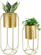 TRIROCKS Set of 2 Planters with Stand Large Gold Planter for Indoor Plants 26 &18" H Morden Plant Pot for Living Room Corner Kitchen Office Garden Balcony Patio Decor(Gold) by TRIROCKS