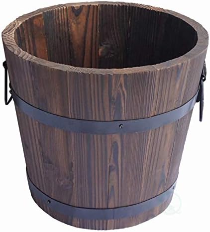 Gardenised Medium Wooden Whiskey Barrel Planter, 15" Dia x 12" High - Image 3