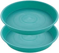2 Pack of 18 19 inch Plant Saucer Drip Tray (16.6 inch Base), Heavy Duty Deep Plant Saucers for Pots, Plastic Flower Planter Water Trays for Indoors Outdoor (19", Teal) by Bleuhome