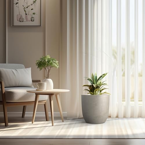 Kante Accent Round Curved Weathered Concrete Planter 16.5" Dia, Outdoor - Image 3